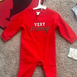 Red 'Very Merry' Kids One Piece